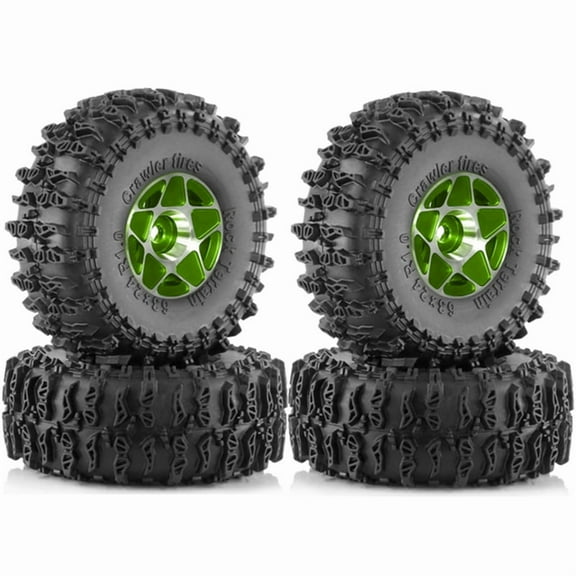 4pcs 63mm 1.0 Inch Metal Beadlock Wheel Tire Set for 1/18 1/24 RC Crawler Car TRX4M SCX24 AX24 FCX24 Upgrade Parts Green