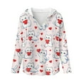 thumbnail image 5 of DISNIMO Cat Heart Printed Hoodies for Women V Neck Pullover Tops Loose Fit Sweatshirts Waffle Shirts for Daily Wear, M, 5 of 7