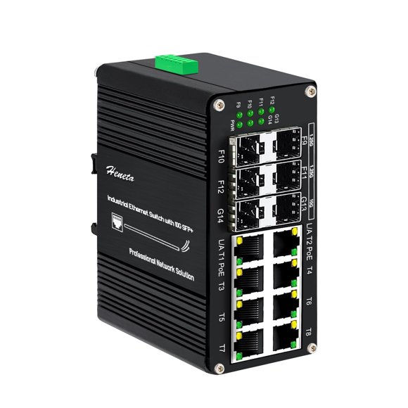 Conmutador Ethernet Hereta De Fibra Industrial Poe+ De 8 Puertos 10/100/1000Base-T + 4 Puertos 1.25G Sfp + 2 Puertos 10G Basado En Sr/Lr Sfp+ Conmutador Gigabit No Administrado Salida Poe De 240 W Ful