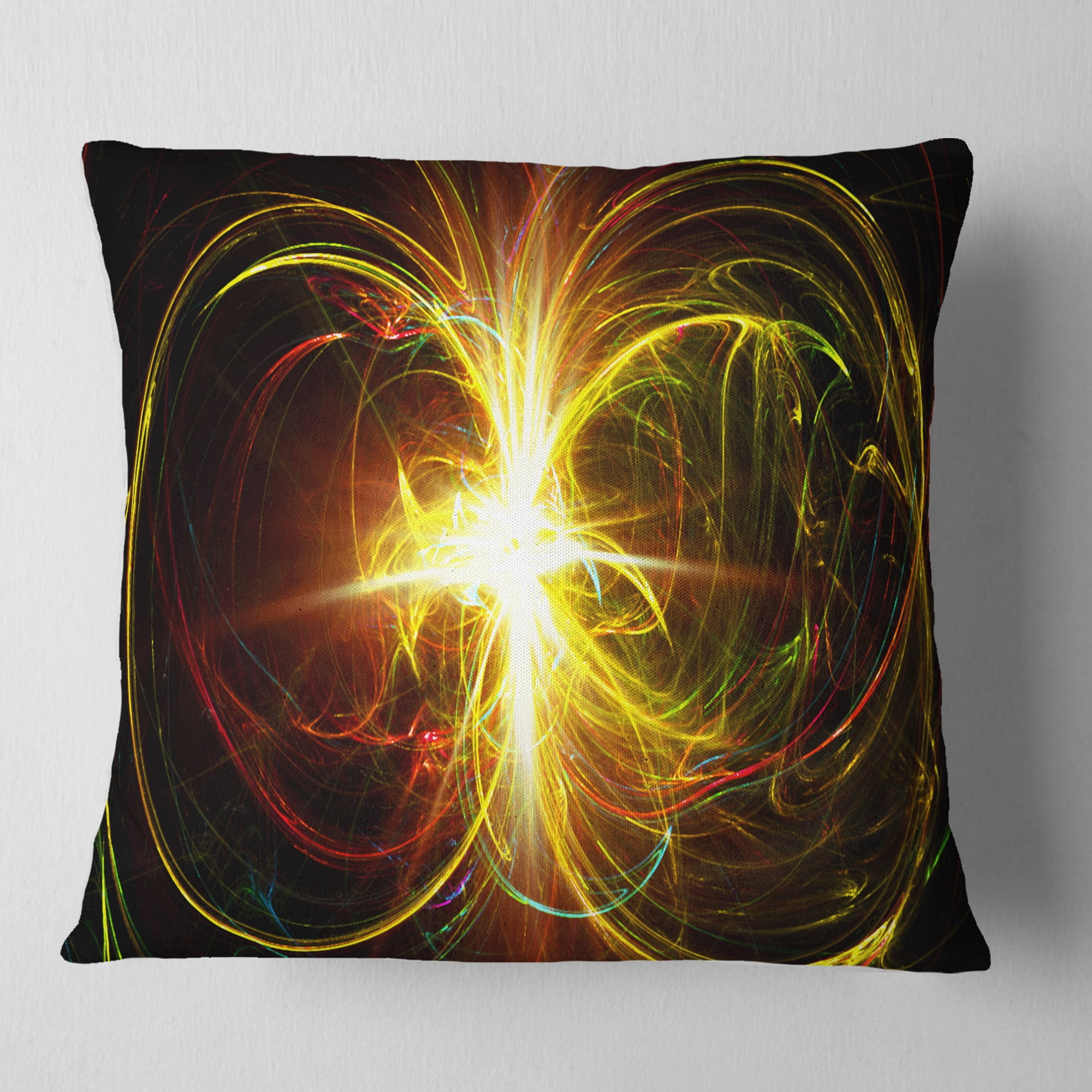 Designart Fractal Hoops - Abstract Throw Pillow - 16x16