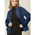 thumbnail image 3 of Made by Johnny Women's Classic Lightweight Jacket Multi Pocket Windbreaker Bomber Jacket M NAVY, 3 of 6