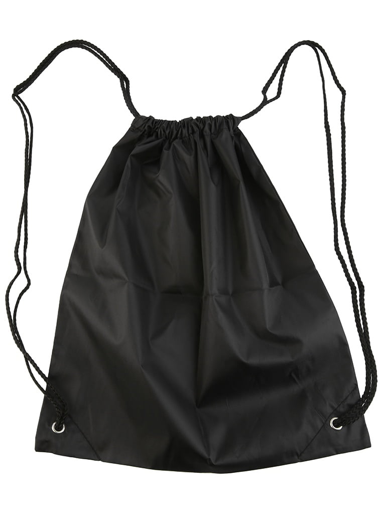 Black Classic Waterproof Strong Nylon Cord Carry Handles Premium School Drawstring Duffle Softback Bag Sport Gym Swim... by