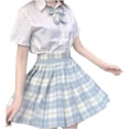 thumbnail image 2 of Tiqkatyck Skirts for Women Fashion Women Plaid Pleated A-Line Skirt Anti-Burnout High Waist Short Skirt Long Skirt Beige, 2 of 3