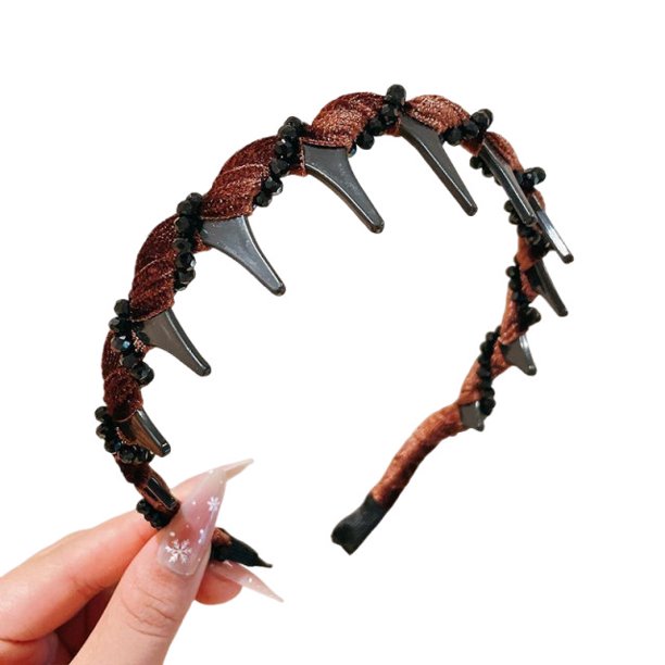 Pisexur Belleza Maquillaje Diadema vintage con cuentas onduladas de terciopelo y perlas artificiales de cráneo altopara mujeres y hombres