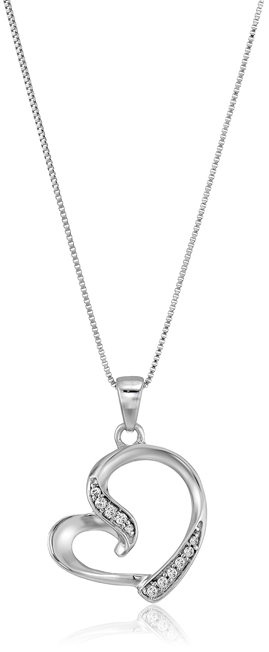 Vir Jewels 1/20 cttw Diamond Pendant, Diamond Heart Pendant Necklace for Women in 14K White Gold with 18 Inch Chain, Prong Setting For Female Adult