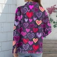 thumbnail image 4 of Dwralegc Valentines Shirt for Women Collared Long Sleeve Tops Lightweight Plus Size Heart Graphic Blouses Dressy Casual Holiday Shirts Purple S, 4 of 5