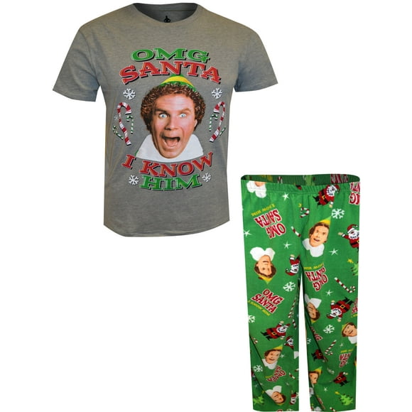 Centric Brands Mens Elf Movie Buddy the Elf OMG Santa Pajama (Small)