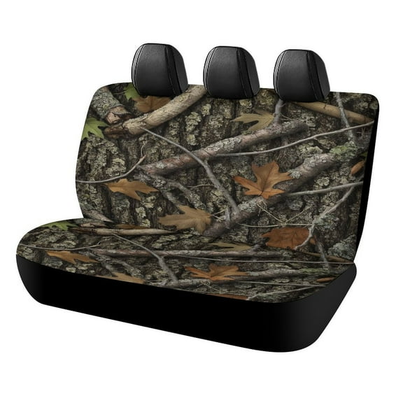 TEMU Forest Bark Camo Print Car Rear Seat Covers,Bench Back Seat Cover , Easy to Install Universal Fit for Cars Trucks Vans And SUVs
