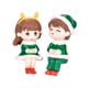 thumbnail image 3 of 2 figuras de pareja navideñas en miniatura, escultura decorativa, pequeño juguete artístico para Verde, 3 of 9