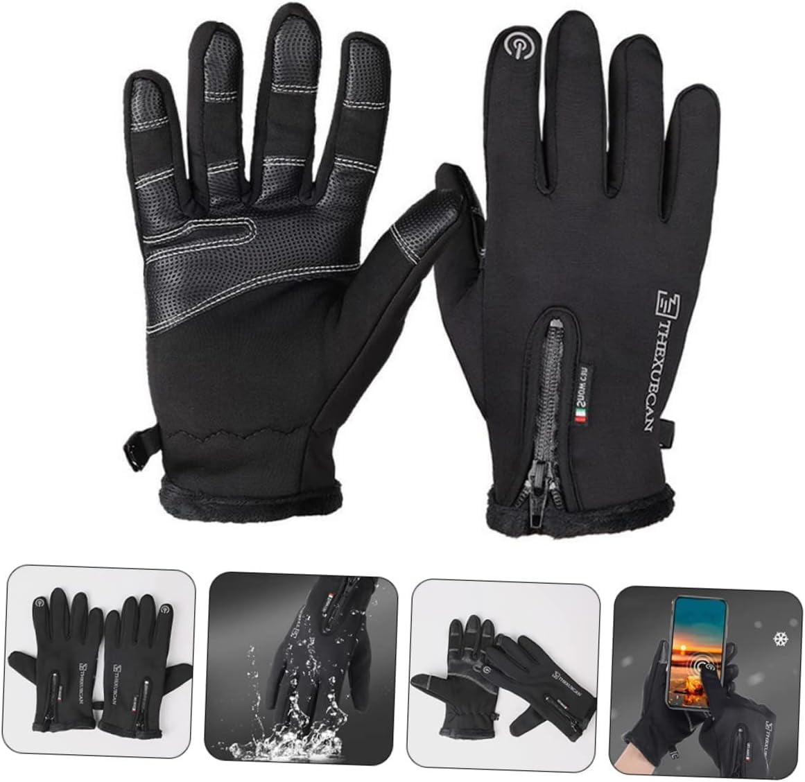 Heated Glove with 3 Heat Settings, Rechargeable Heated Gloves, Winter Gloves for Men and Women, Windproof Anti-Slip Gloves, Full Finger Gloves for Running,Driving,Hiking,and Skiing(Batteries not incl