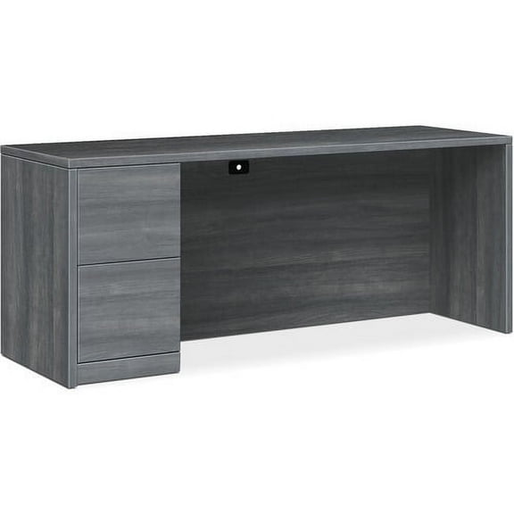 HON 10500 Series Left Credenza - 72 72" x 24" x 29.5" - 2 x File Drawer(s) - Single Pedestal on Left Side - Flat Edge - Material: Wood, Laminate - Finish: Sterling Ash Laminate