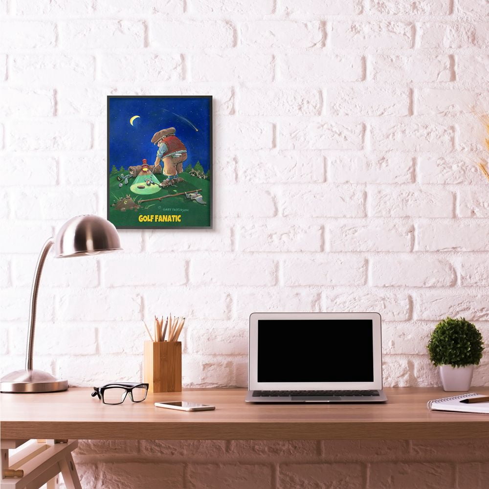 Gold Fanatic Funny Golf Cartoon Sports Design Oversized Framed Giclee Texturized Art by Gary Patterson