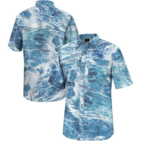 Men s Colosseum Blue Kentucky Wildcats Realtree Aspect Charter Full-Button Fishing Shirt