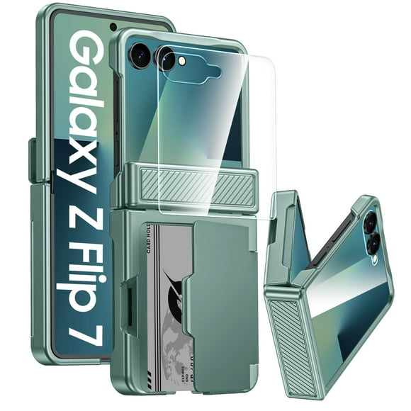 Funda GooseBox para Samsung Galaxy Z Flip 7, tipo cartera, RFID, color verde