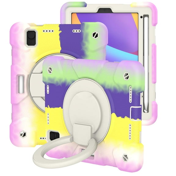 Allytech iPad mini 6th Gen Case Kids, Shoulder Strap Kickstand Heavy Duty Shockproof Handle Hybrid PC TPU Rugged Protective Pencil Holder Case Cover for Apple iPad mini 6 8.3" 2021 -Colorful Purple