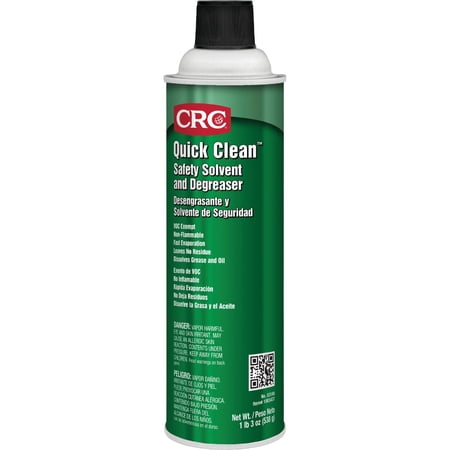CRC Quick Clean Safety Solvent and Degreaser 03180 – 19 WT OZ, Clear, Aerosol Cleaner - Industrial Cleaners and Degreasers
