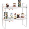 thumbnail image 1 of VEVOR Adjustable Kitchen Cabinet Shelf Organizer, Expandable 2 Tier Cabinet Shelf, Stackable Countertop Organizers and Storage Shelf Risers, Pantry Organizers for Kitchen Bathroom Office, White, 1 of 8