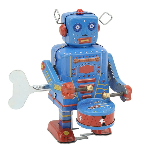 Juguete Del Robot Del Tambor Del Mecanismo, Robot Del Tambor Que Camina Del Viento De La Hojalata Interesante Para El Hogar