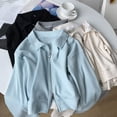 thumbnail image 3 of Lady Coat - Waffle Texture, Dual Zipper, Turn-down Collar, Loose Sport Jacket, School Casual Outwear, 3 of 8
