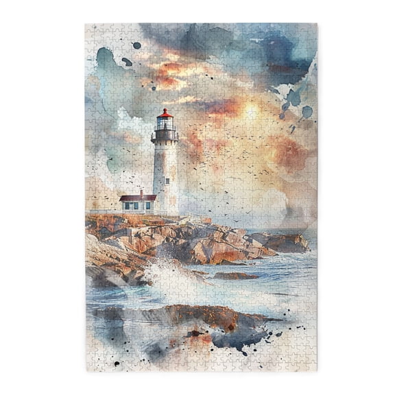 1000 pcs Seaside Lighthouse and Sun jigsaw puzzles 1000 pieces,Unique & Beautiful Design,Exquisite scenery Wooden Puzzle,1000 Piece Jigsaw Puzzle for Adults Challenging Puzzle Perfect for Game Nights