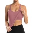 thumbnail image 3 of XINQIHANG Ribbed Workout Tank Tops for Women with Built in Bra Tight Racerback Scoop Neck Athletic Top, 3 of 7