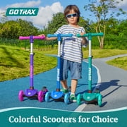 GOTRAX KS1 Kids Kick Scooter, ABEC-7, LED Light, 3 Adjustable Handlebars, 2~8 Years, Max Load 100 lbs, Purple