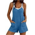 thumbnail image 2 of Taqqpue Womens Casual Rompers Solid Color Overalls Shorts Summer Sleeveless Spaghetti Strap Jumpsuits for Women Casual Shorts with Pockets, 2 of 10
