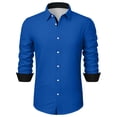 thumbnail image 7 of Men's Solid Color Long Sleeve Button-Down Casual Shirt Turndown Collar Fashion Top, 7 of 7