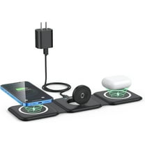 Wireless Charger, Fitfort 3 in 1 Fast Wireless Foldable Travel Charging Station Pad for iPhone 16/15/14/13/12/11/Pro Max/12 Mini/11 Pro/XR/8 Plus/Apple Watch/Airpods