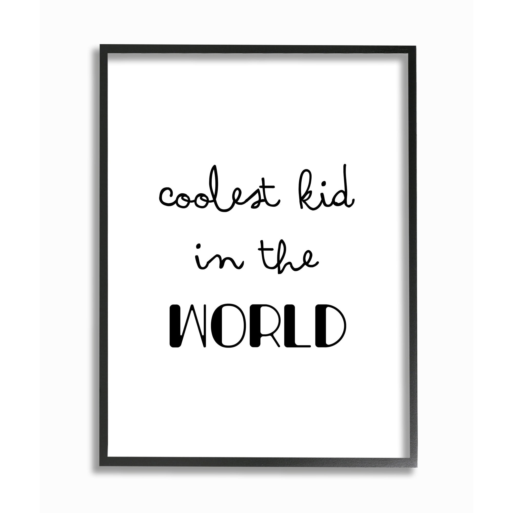 Stupell Industries Coolest Kid In the World Phrase Cursive Script Framed Wall Art Design by Seven Trees Design, 11" x 14", Gray Framed