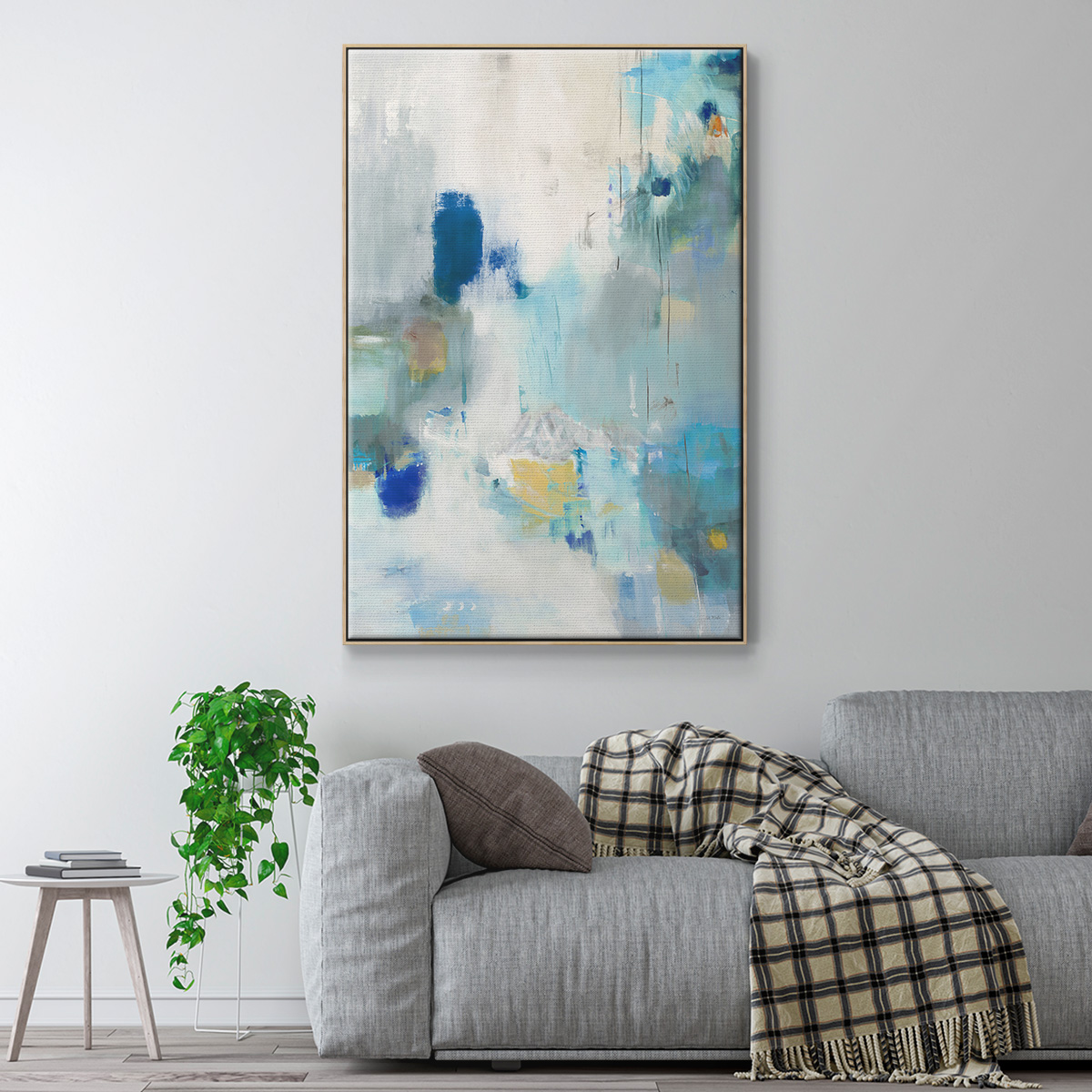 Celeste Motion II Framed Premium Gallery Wrapped Canvas - Ready to Hang - 25 x 37 - Natural Wood Floating Frame