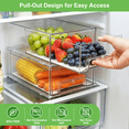 thumbnail image 3 of 6 Pack Pull Out Fridge Organizer Bins with Lids, Clear Fridge Drawer Organizer with Strainer Layer, Stackable Refrigerator Drawer Organizer Bins for Kitchen, Countertops, Fruits, Vegetables, Drinks, 3 of 8