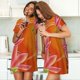 thumbnail image 4 of Easygdp Orange Flower Psychedelic Camisón de manga corta para mujer, informal, estampado, 4 of 6