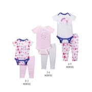 Little Star Organic Baby Girl Grow With Me Bodysuit & Pants Shower Gift Set, 6-Piece