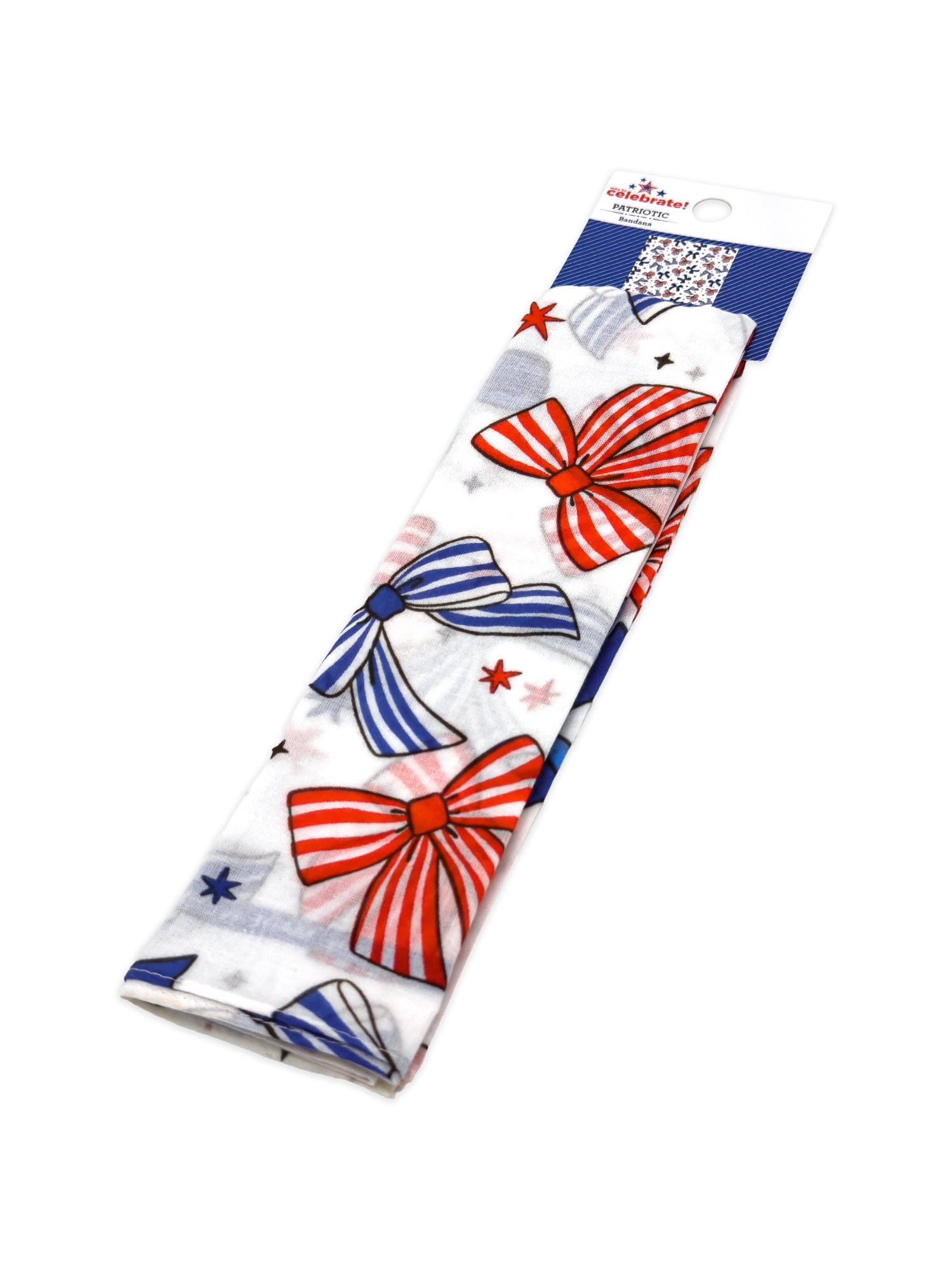 Fourth of July Women’s Striped Bows Bandana from Way to Celebrate, One Size, White/Multi