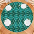thumbnail image 2 of Teal Gold Checkerboard Checkered Pattern Round Fitted Tablecloth with Elastic Edge,Dining Table Cover Waterproof,Outdoor Round Tablecloth for Camping,Dining,Indoor and Outdoor, 2 of 7