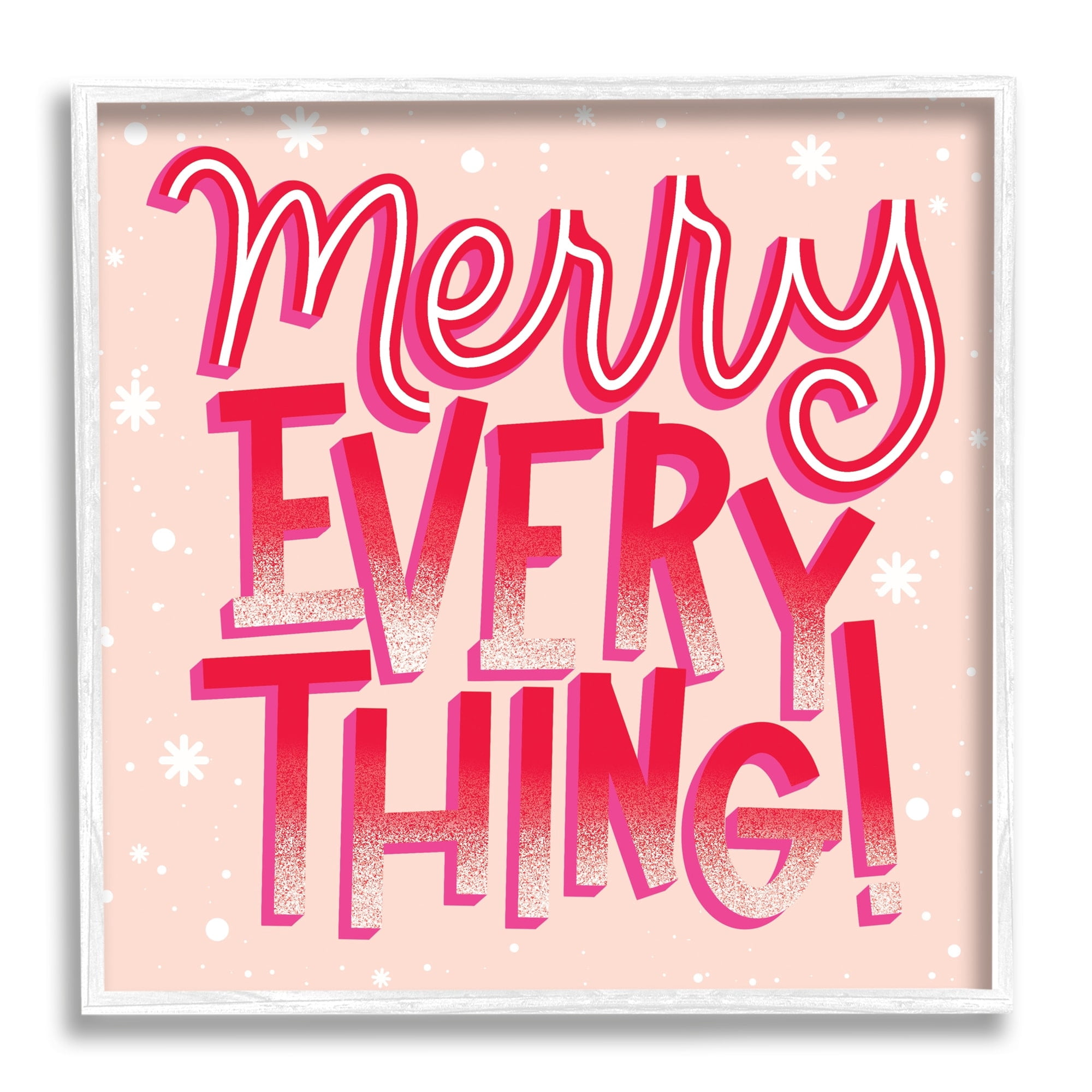 Merry Everything Festive Winter Holiday Patterned Typography Inspirational Graphic Art Framed Art Print Wall Art