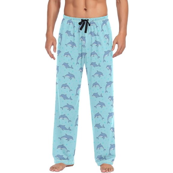 Dolphin Men's Pajama Pants, Soft and Comfortable Lounge Sleep Bottoms with Pockets, Men's Sleepwear with Custom Print, Large