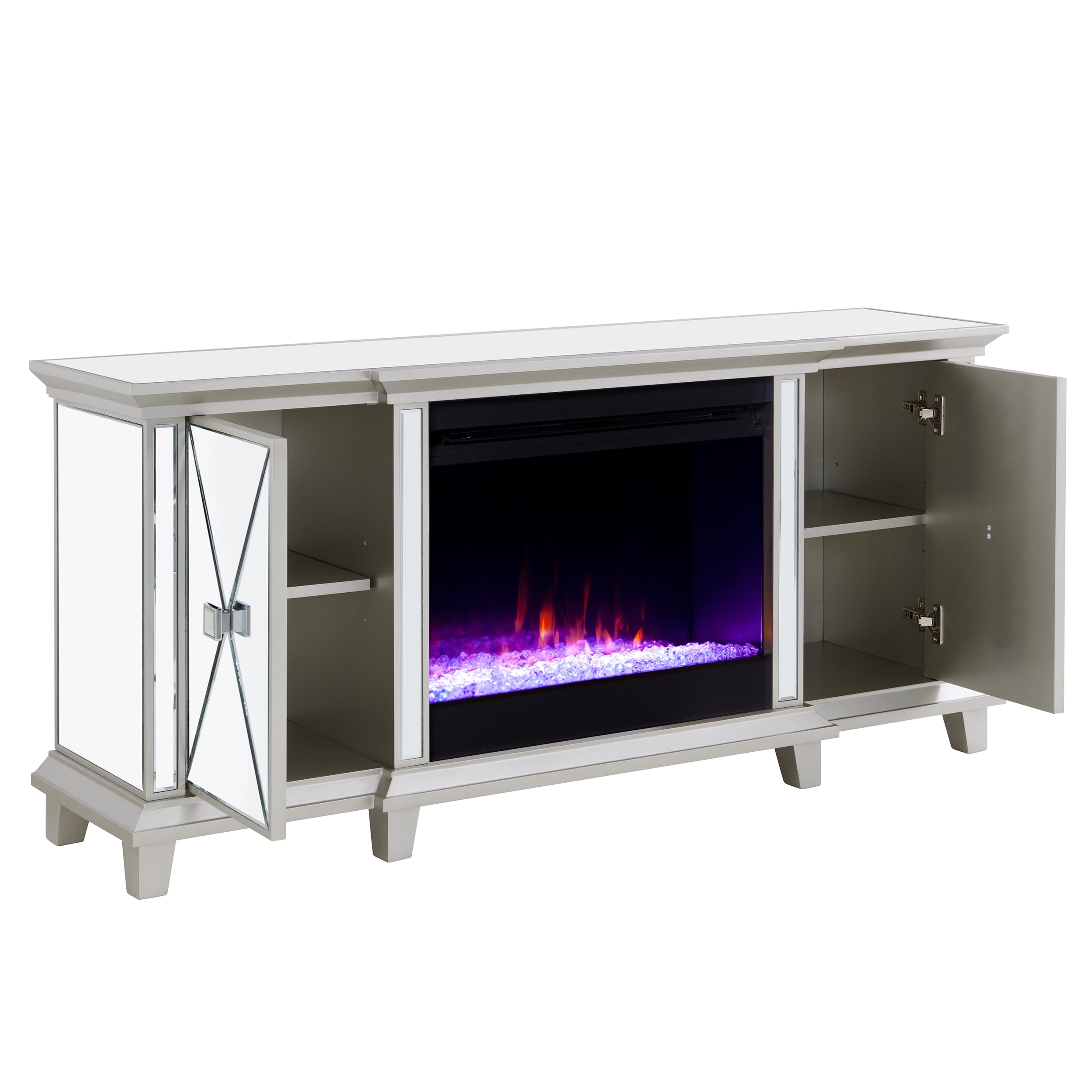 Kellington Mirrored Fireplace Media Console By Ember Interiors