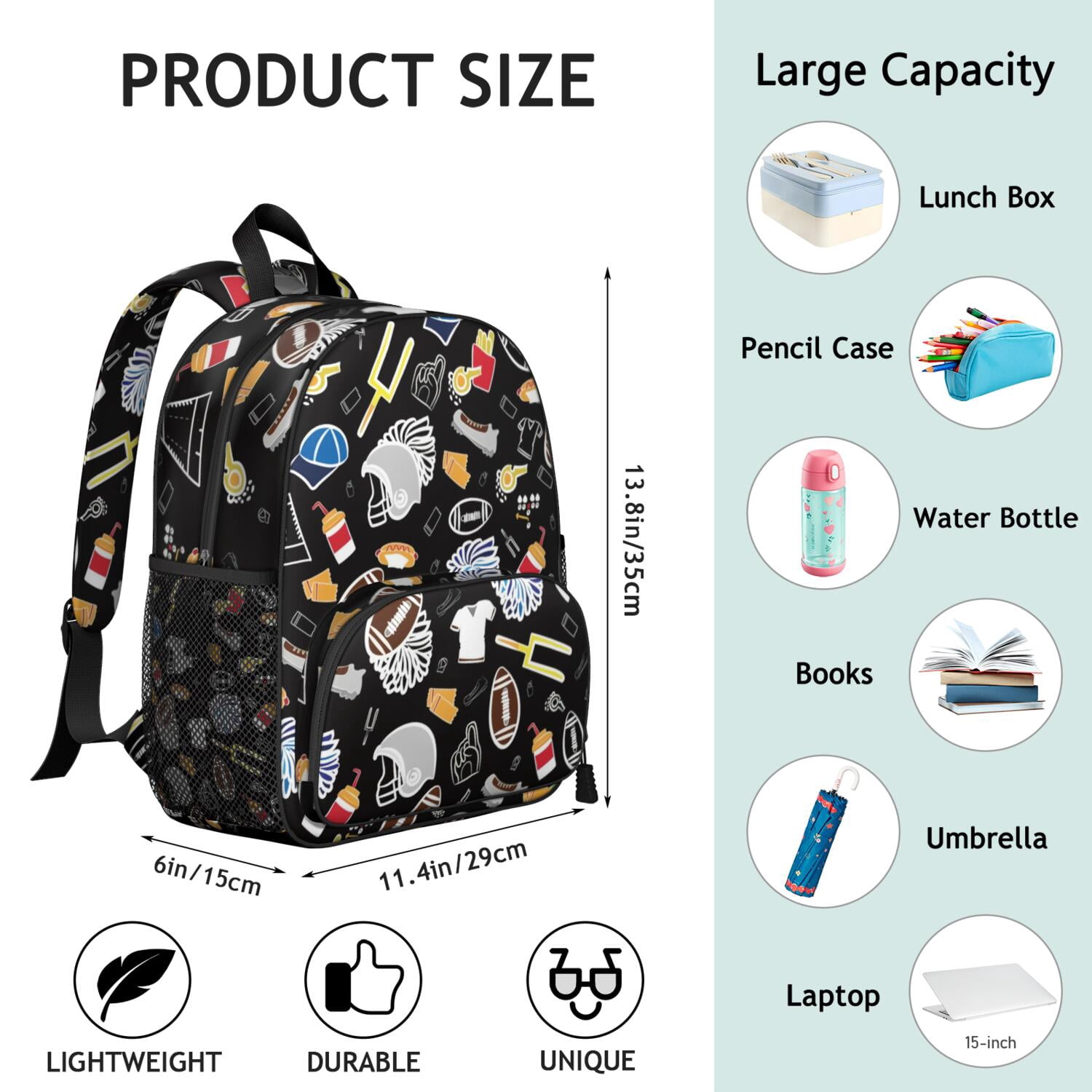 Breathable Padded Backpack for Kids - Spine-Friendly, Waterproof with Prints for Baseball and Basketball