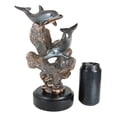 thumbnail image 7 of Marine 2 Black Dolphins Swimming by Coral Reef Electroplated Bronze Figurine, 7 of 7