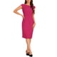 thumbnail image 2 of Vestido de oficina INSPIRE CHIC para mujer, con mangas cortas, ceñido elegante y cinturón, color rosa intenso, 2 of 6