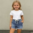 thumbnail image 4 of Atogsazn Kids Boys Summer Short Jeans Chlidrens Casual Wide Leg Drawstring Denim Shorts with Pocket Pants Blue 7-8 Years Fashion, 4 of 7