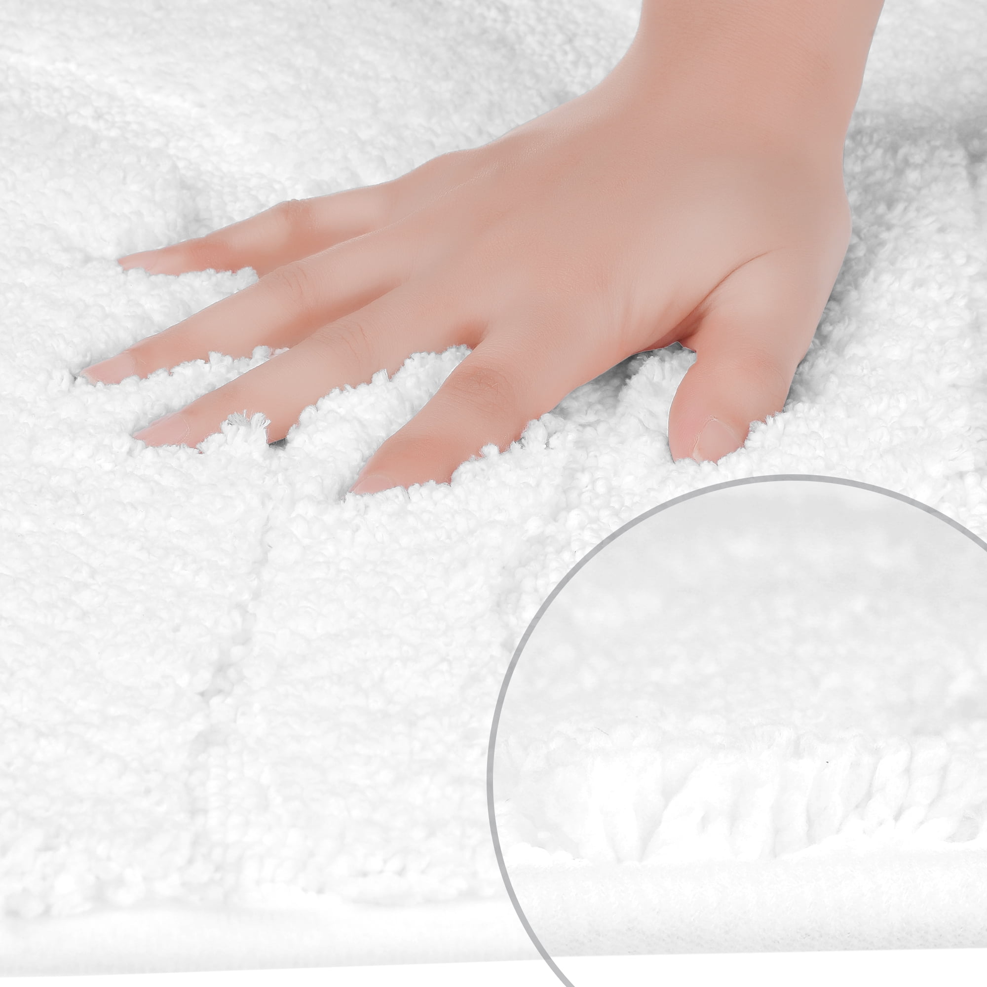 Unique Bargains 2 Pcs Geometry Absorbent Bathroom Rug White/Brown 16" x 24"