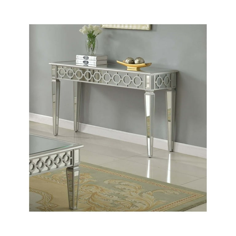 Best Master Sophie Solid Wood Console Table in Silver Mirrored