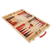 Wood Backgammon Board Game- Complete Set With Folding Board For Storage, Portable Handle, And Full Game Accessories By Hey! Play!