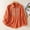 Orange, variant on Women's Cotton Linen Tops Long Sleeve Button Down Collared Embroidery Loose Fit Blouses Soft Cozy Shirts