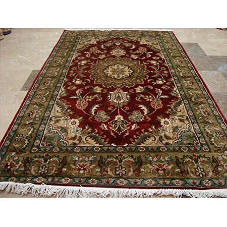 Floral Carpet Designs - Exclusive Floral Medallion Designed Rectangle Area Rug Wool Silk Hand Knotted Carpet 6' X 4'