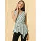 thumbnail image 3 of Top peplum envolvente con dobladillo asimétrico en la cintura con cuello en V sin mangas para mujerGris XS, 3 of 6