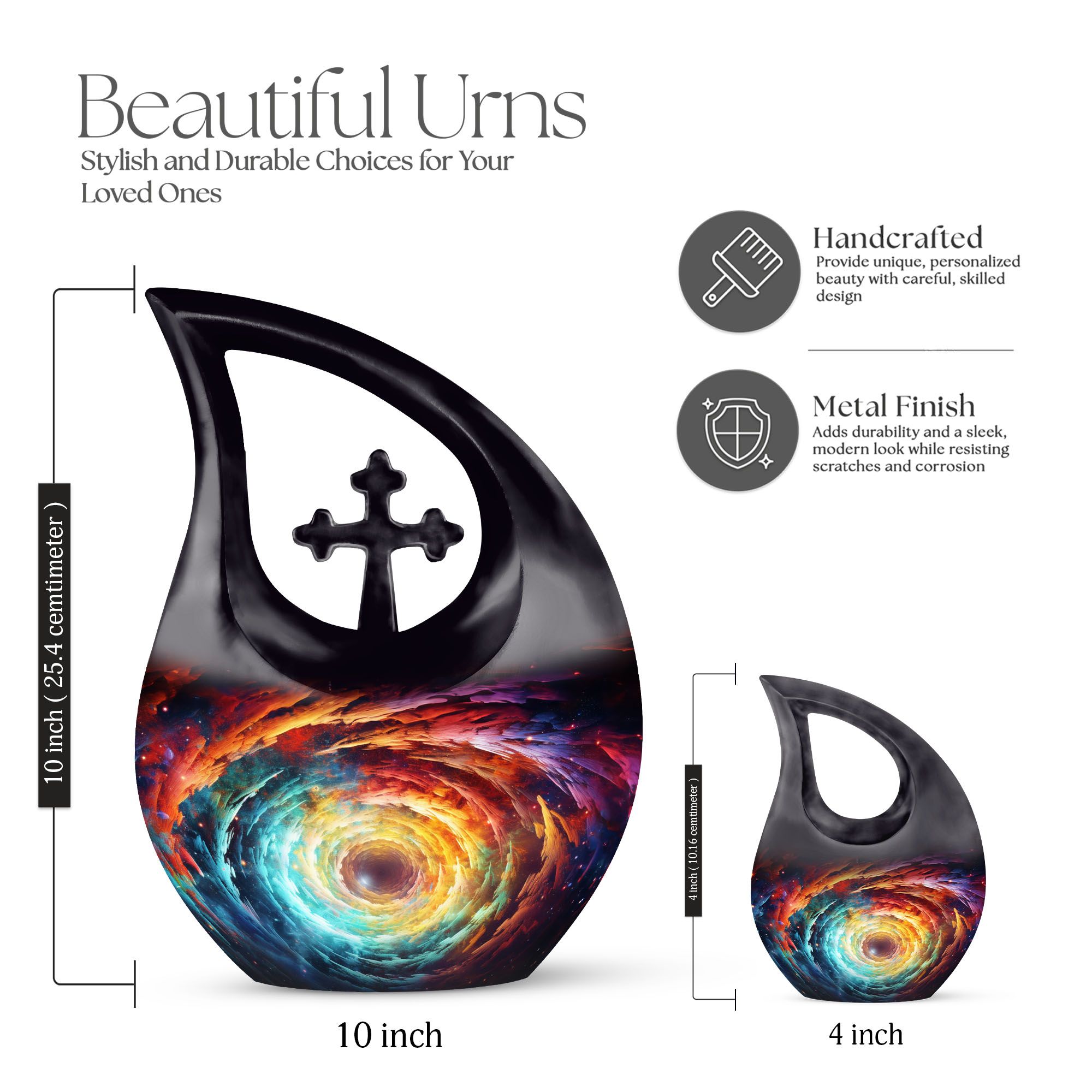 MUKTIVE Large Galaxy Urns for Human Ashes Adult Female & Male - Cremation Urn for Adult Women Ashes - Funeral Memorial - 10 Inch